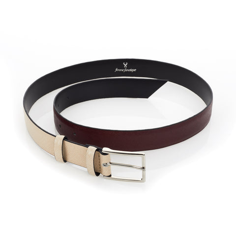 Signature Belt - Mulberry & Beige