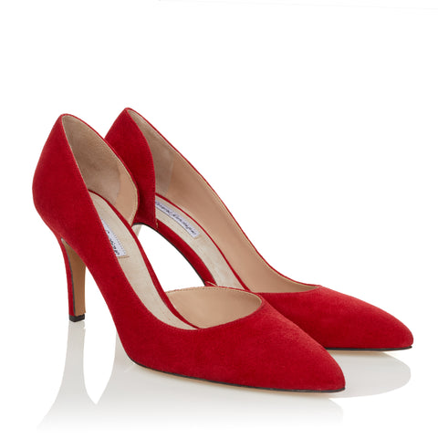 Half d'Orsay Pump - Red Suede
